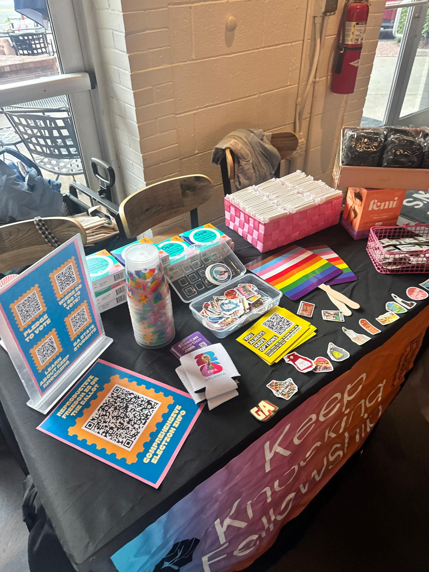 The tabling setup